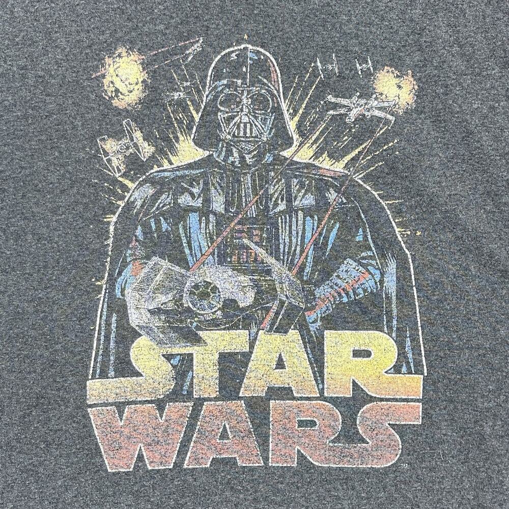 Vintage Star Wars Explosion Darth Vader Mens L Grey T Shirt Delta Pro Weight Y2K - Picture 2 of 10